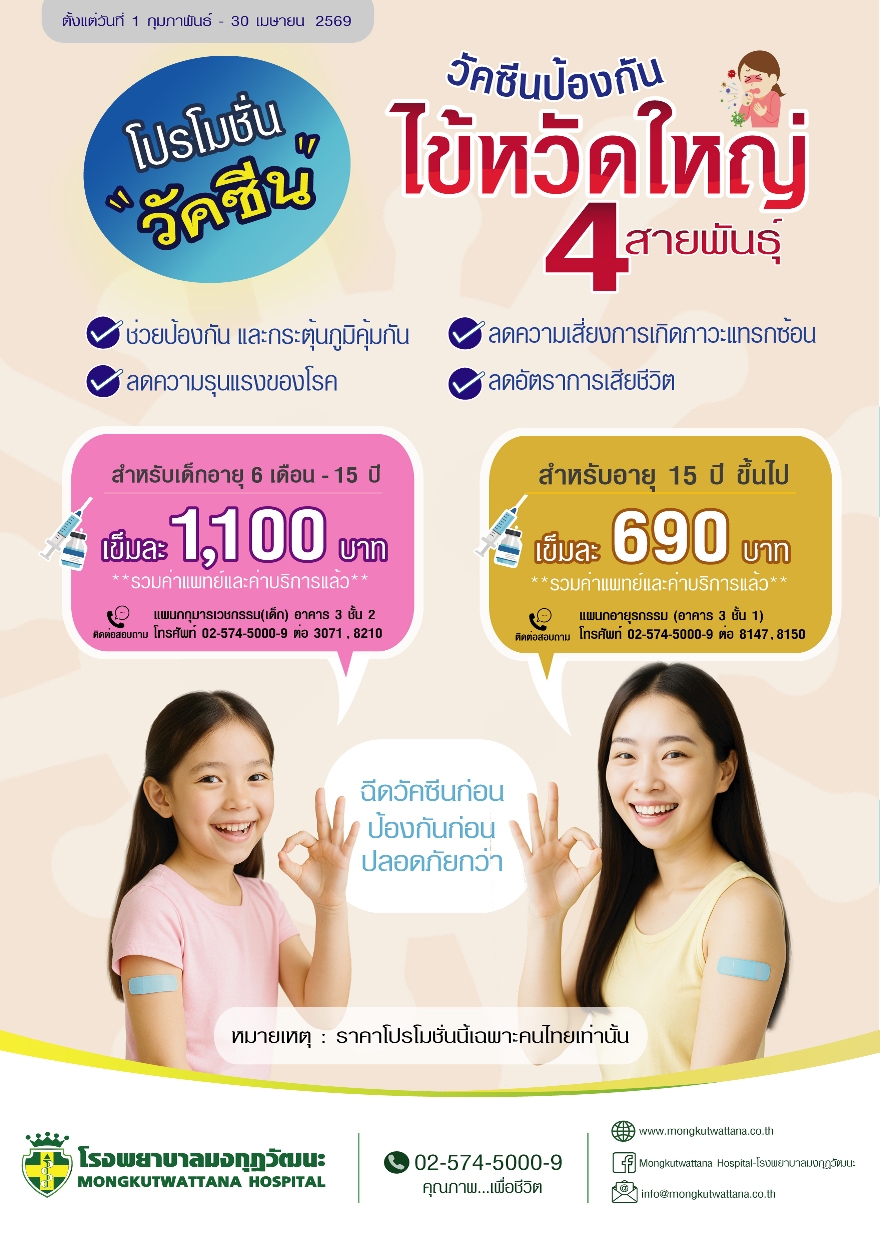 วัคซีนไข้หวัดใหญ่ 4 สายพันธุ์ 