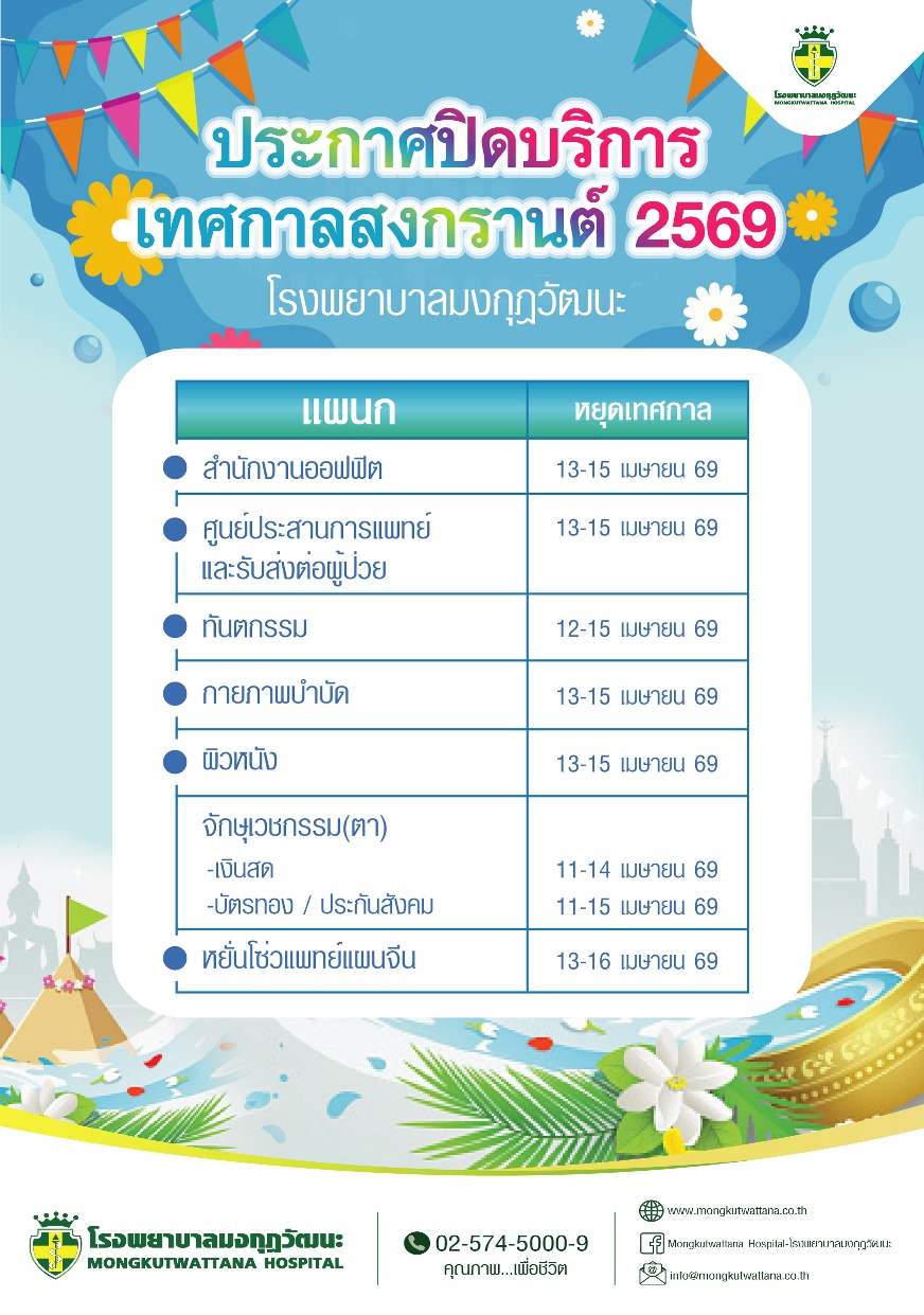 ประกาศปิดวันหยุดเทศกาลสงกรานต์ 