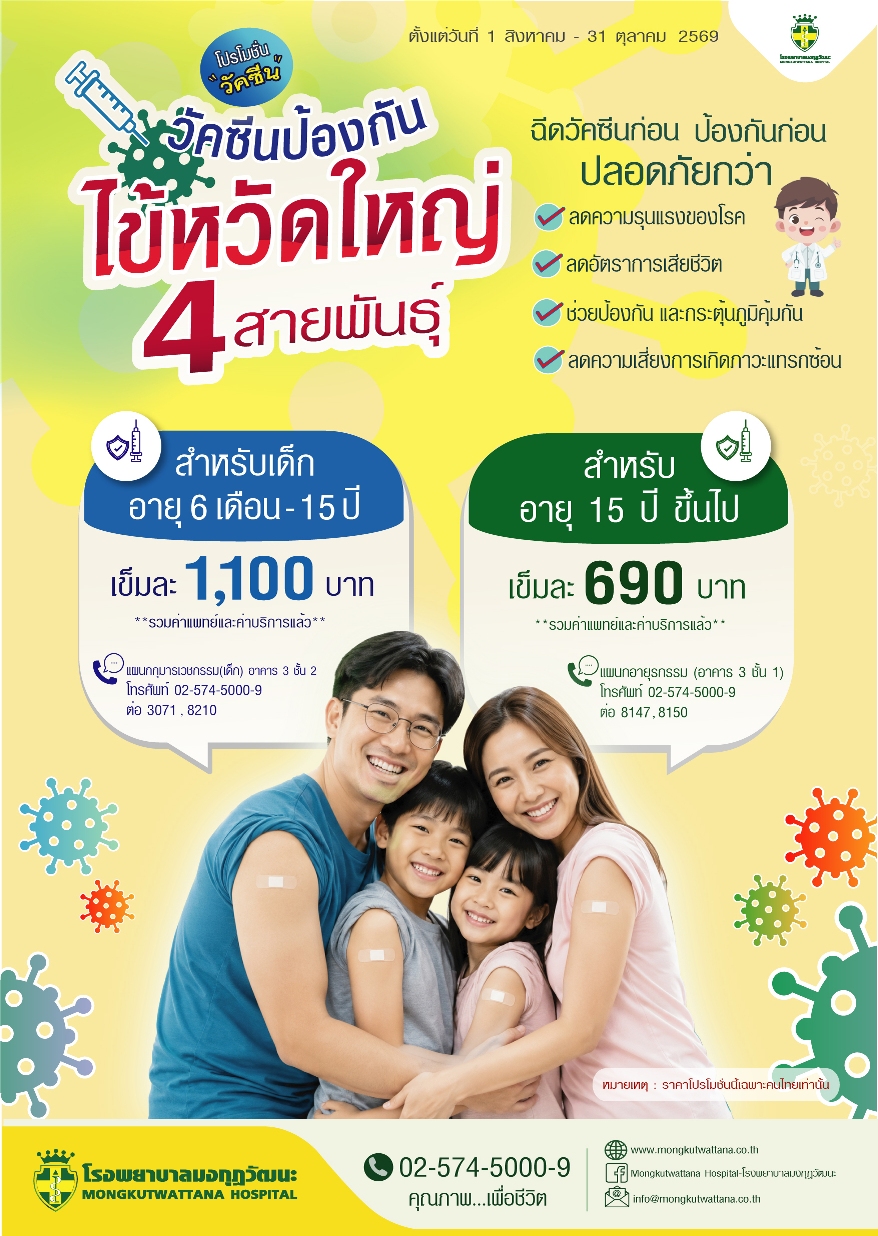 วัคซีนไข้หวัดใหญ่ 4 สายพันธุ์ 